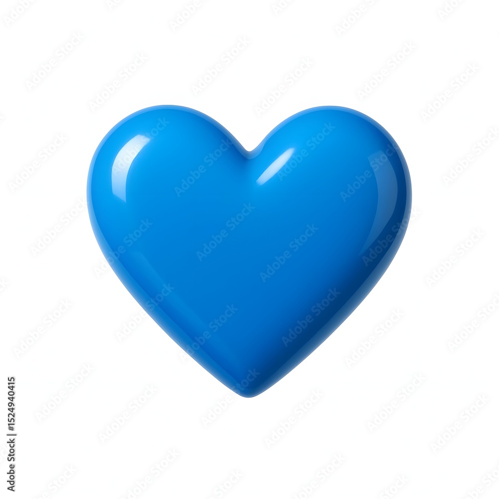 Fototapeta premium Glossy blue heart shape 3d render isolated