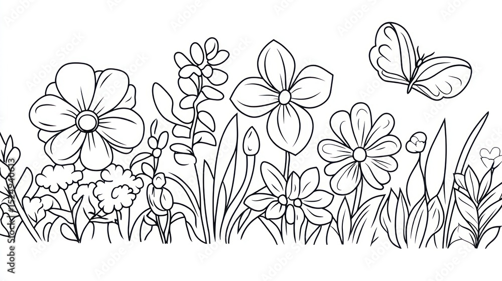 Black and white floral border design Black and white floral border design