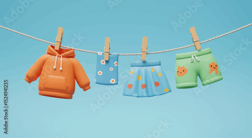 baby clothes hanging on clothesline