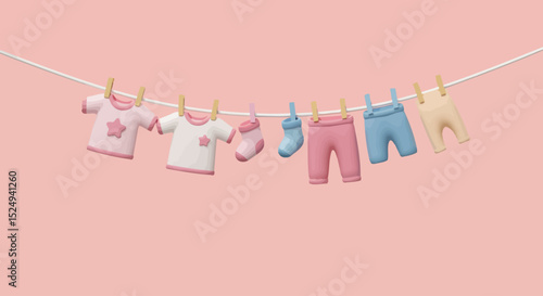 baby clothes hanging on clothesline