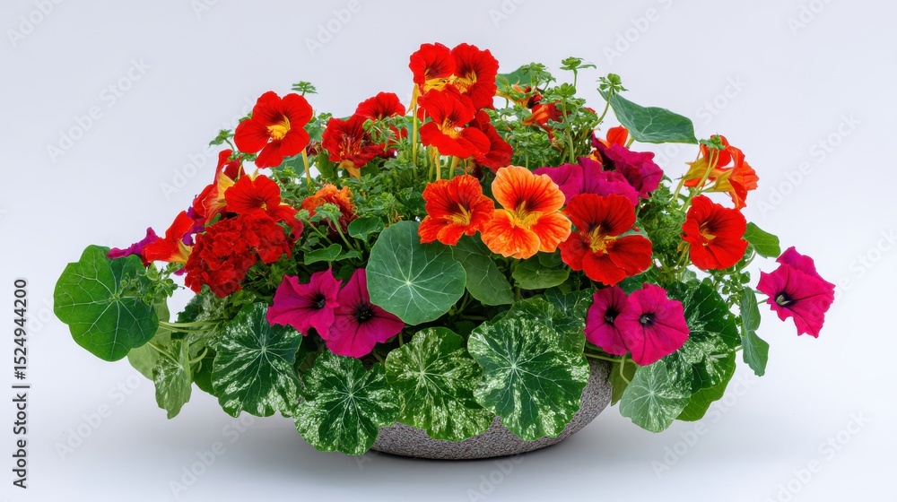 custom made wallpaper toronto digitalVibrant arrangement of nasturtiums and petunias in a decorative pot on a white background