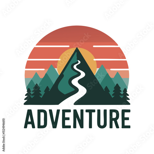 Wallpaper Mural Badge mountains with the word adventure Torontodigital.ca