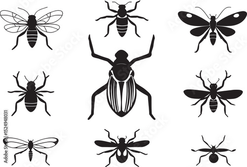 insect icon, bug silhouette, insect vector, crawling insect outline, flying bug shape, creepy crawler art, insect sketch, insect clipart, insect design, black insect figure, insect drawing,
