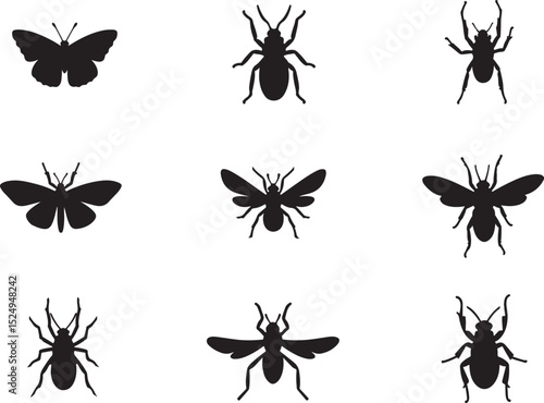 insect icon, bug silhouette, insect vector, crawling insect outline, flying bug shape, creepy crawler art, insect sketch, insect clipart, insect design, black insect figure, insect drawing,