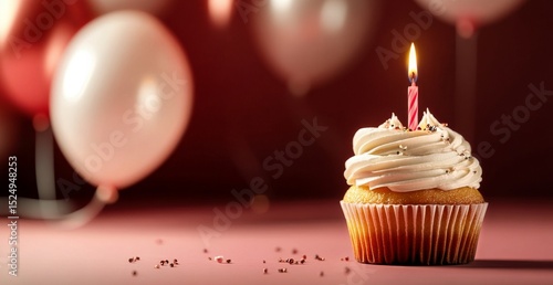 Celebrate a Special Occasion With a Cupcake and Colorful Balloons in a Festiv...
