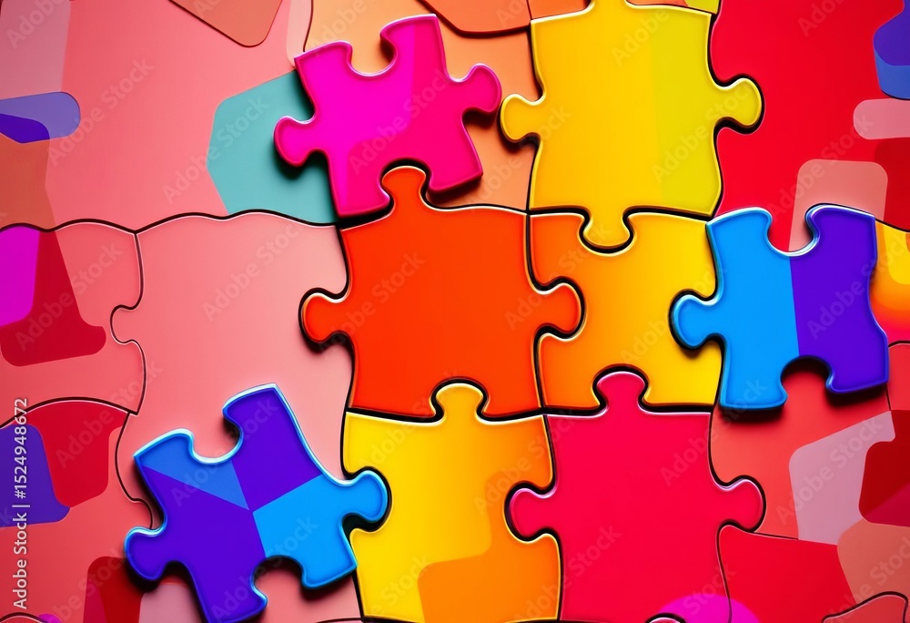 Fototapeta premium Abstract puzzle pieces connecting, symbolizing teamwork and creative solutions, puzzle, partnership