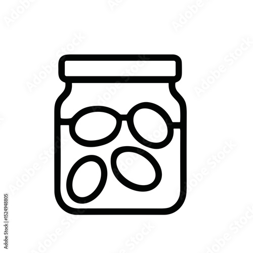 Simple Outline Jar of Pickled Olive Icon Design Element