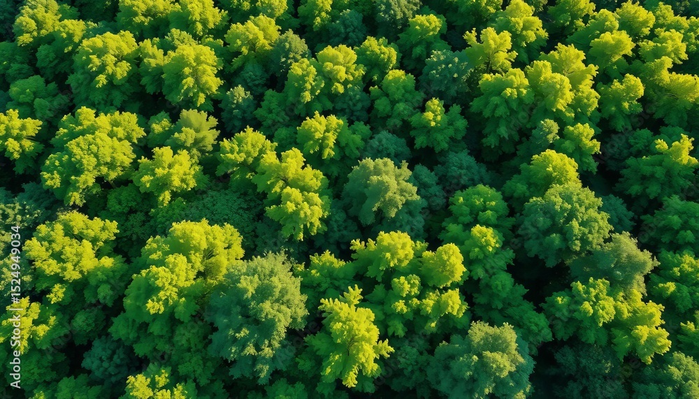 Naklejka premium Aerial view of lush green trees, watercolor style vector illustration for landscape design, illustration, graphic