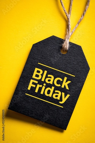 Black Friday Sale Tag on Bright Yellow Background With Clear Text Design