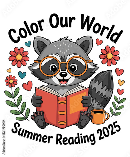 Color Our World Summer Reading Program 2025 Funny Raccoon