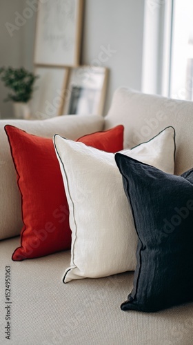 Cozy Decorative Pillows Arranged on a Sofa for a Stylish Living Room Ambiance.