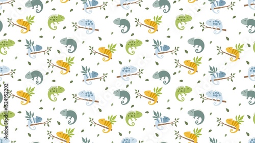 Cute chameleons seamless pattern background. Baby seamless pattern. Creative scandinavian kids texture for fabric, textile, wallpaper, apparel.