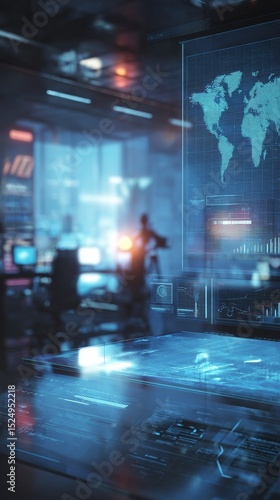 Business Professionals Analyzing Data in a Modern Office With Illuminated Scr...