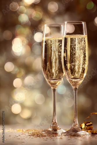 Toasting With Elegant Flutes of Sparkling Wine During a Festive Celebration a...