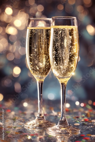 Celebration With Sparkling Drinks in Elegant Glasses Against a Festive Backgr...