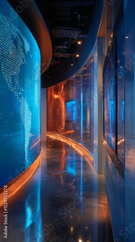 Innovative Technology Display Featuring Vibrant Data Visualization in a Moder...