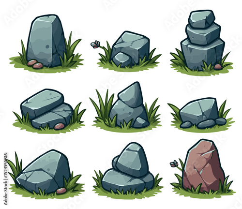 set of rock and stones 