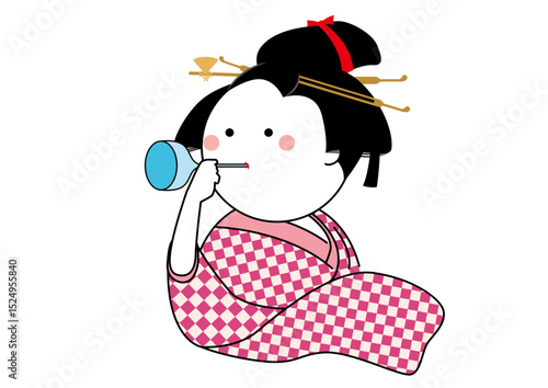 ポッペンを吹く娘ゆるいイラスト