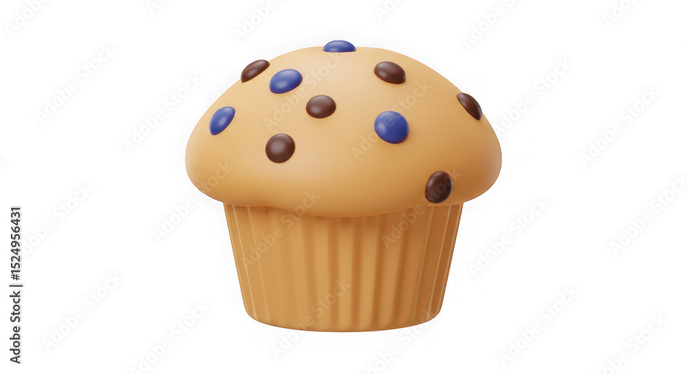 3D Render: Delicious Blueberry Chocolate Chip Muffin – Perfect for Baking Websites & Apps 3D Render: Delicious Blueberry Chocolate Chip Muffin – Perfect for Baking Websites & Apps