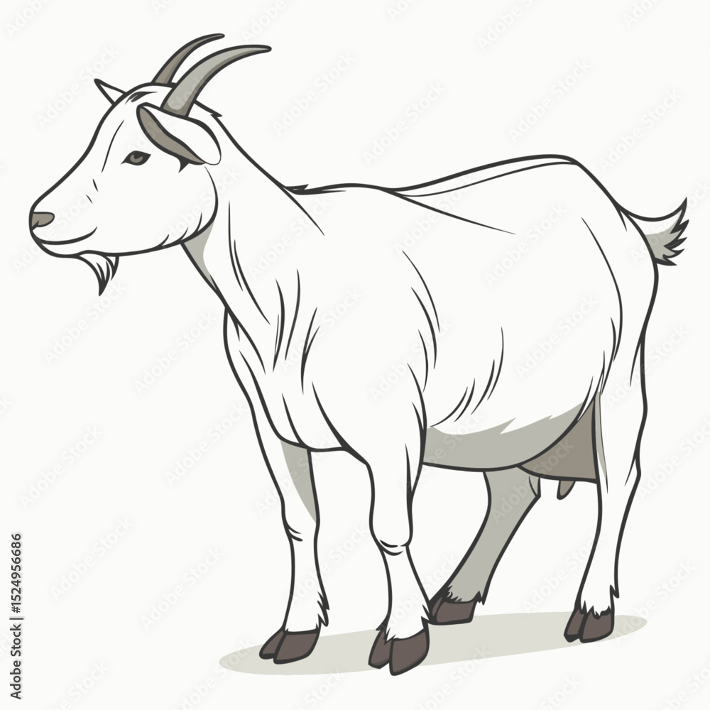 Obraz premium White goat isolated on a white background a cute farm animal vector illustration