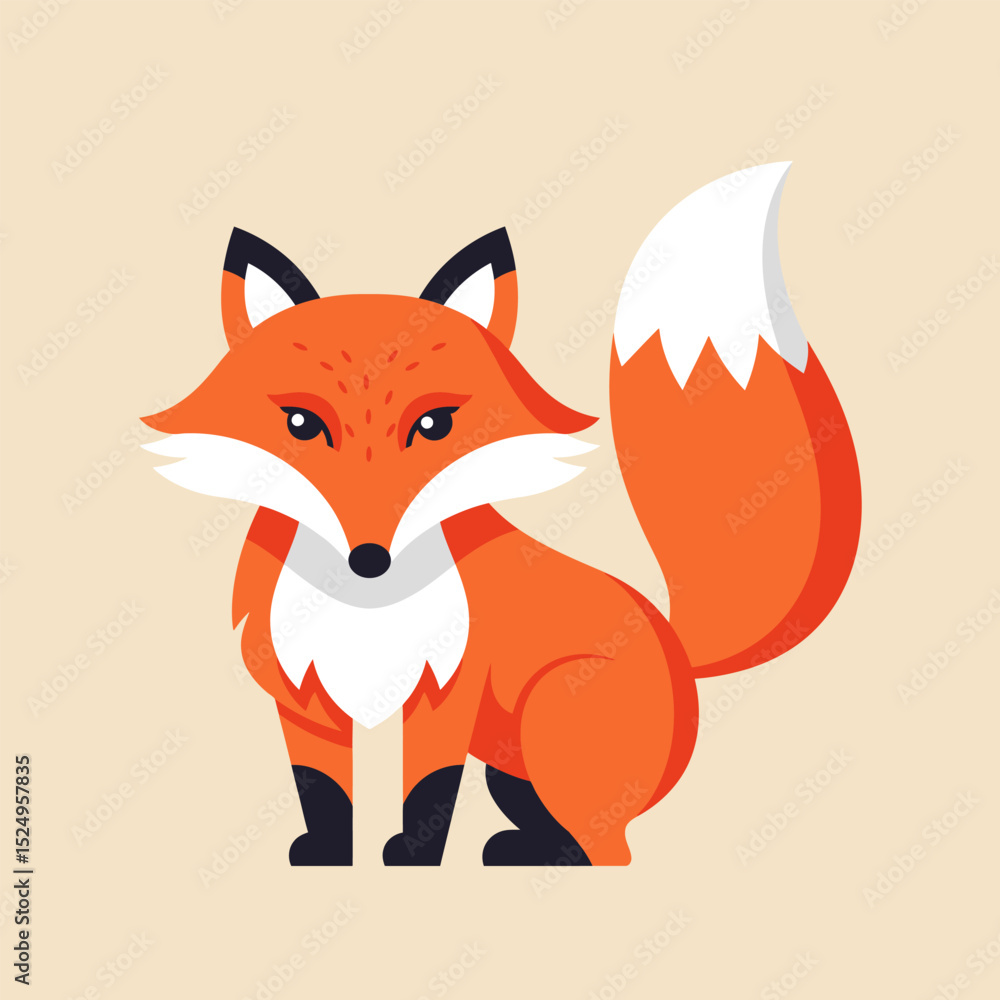 Standing red fox. Side view. Vector illustration isolated on white background Standing red fox. Side view. Vector illustration isolated on white background
