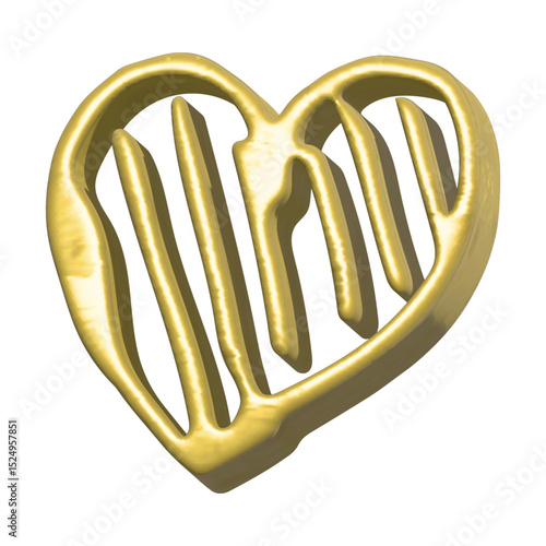 Golden Heart-Shaped Object with Artistic Design and Unique Pattern