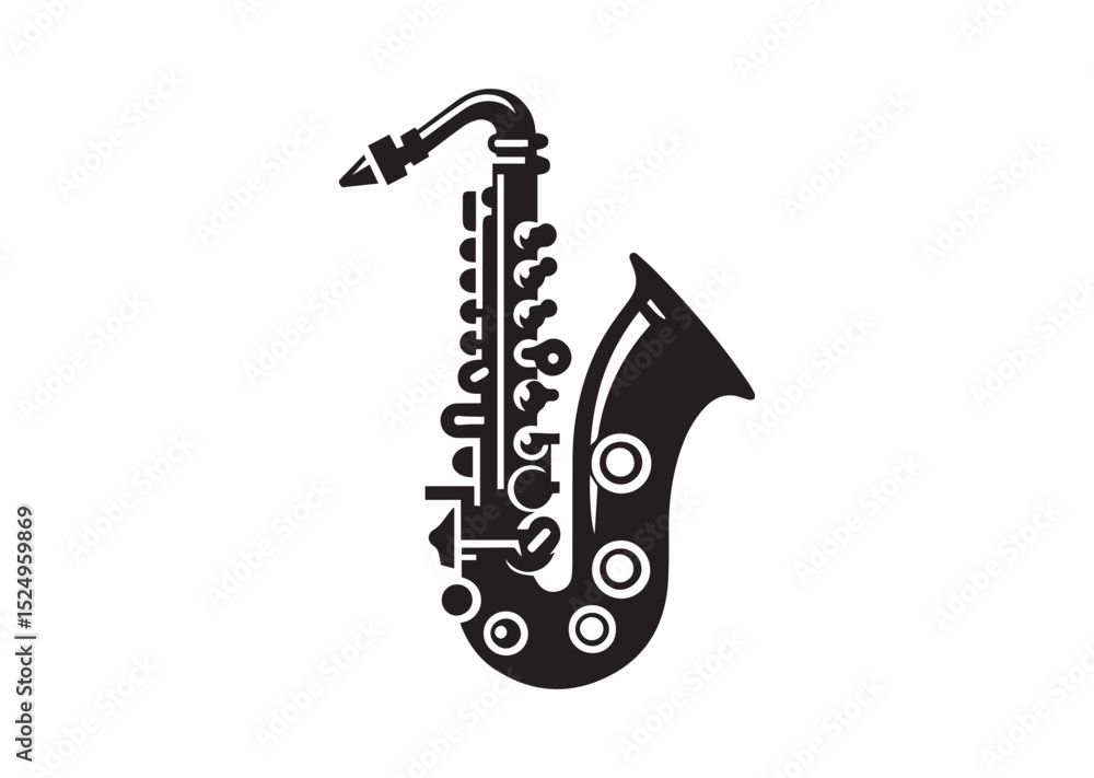 Naklejka premium A Saxophone Icon black color Silhouette Vector