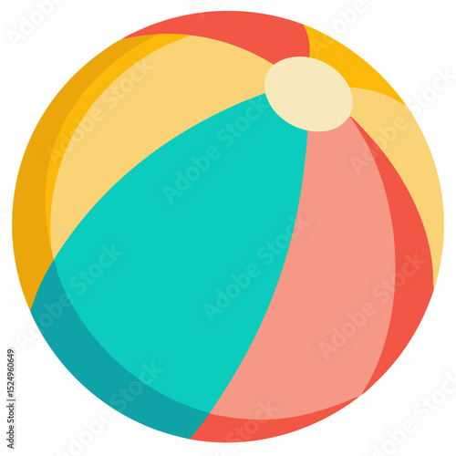 Colorful vector illustration of a beach ball, a fun summer sport toy symbol