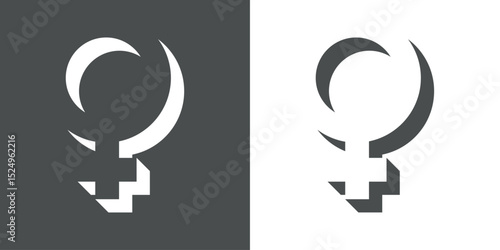 Logo símbolo mujer en perspectiva 3d y espacio negativo 