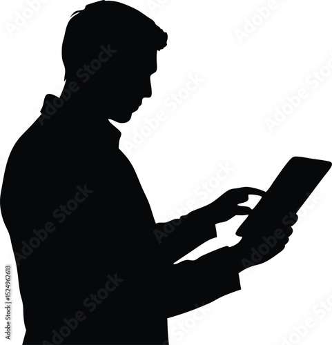 man using tablet