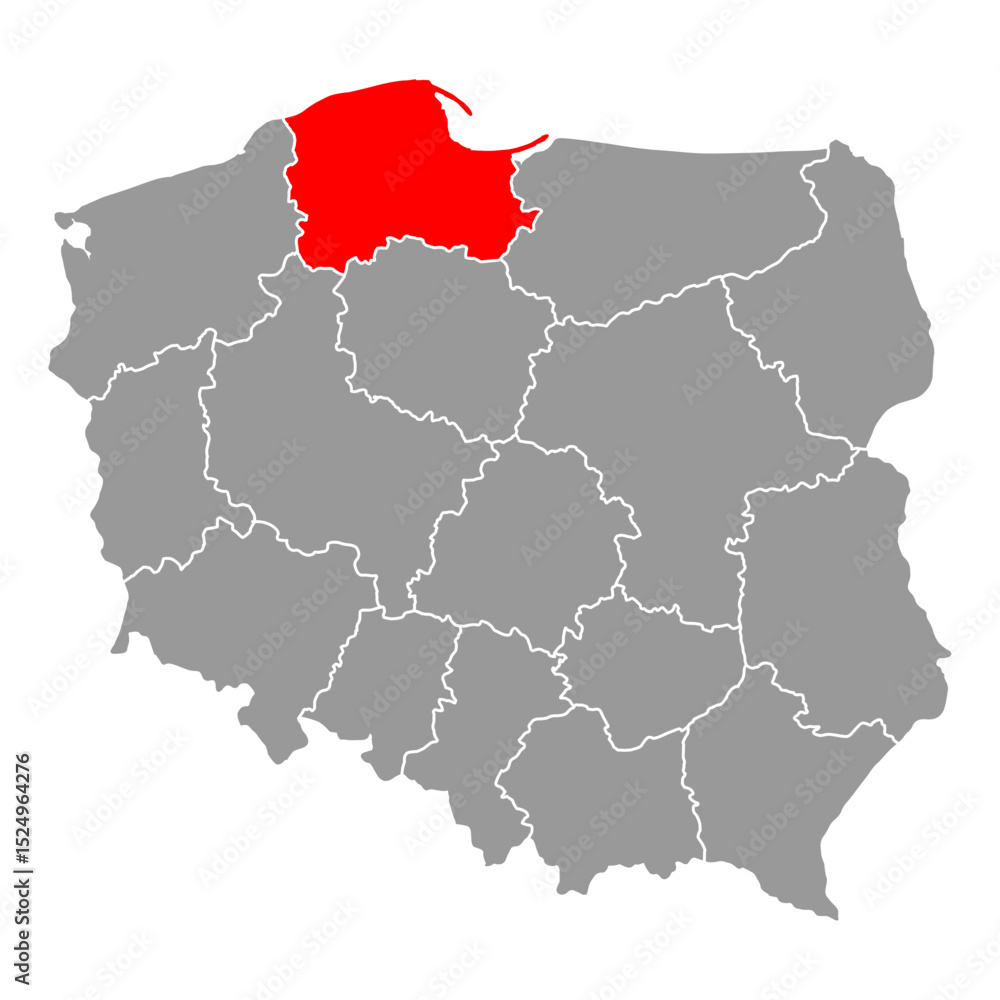 Pomerania of Poland map shape, travel web flat concept icon vector illustration . Pomerania of Poland map shape, travel web flat concept icon vector illustration .