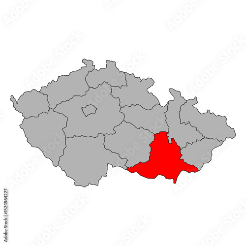 South Moravian Region of Czech republic map, travel web flat concept icon vector illustration .