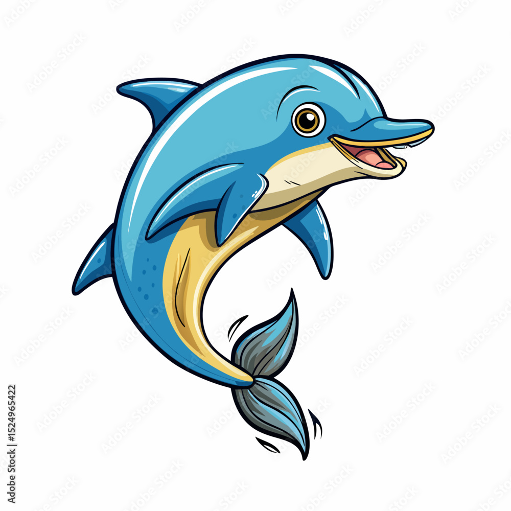 Obraz premium sketch dolphin cartoon doodle jumping hand drawn vector art on withe background