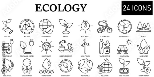 Set of ecology Icons or symbols Vector fully editable file.