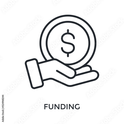 Funding Icon Outline Style. Vector Illustration For Graphic Design