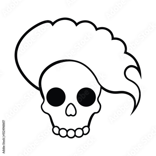 Skull with hair vector silhouette 