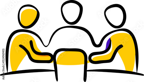 Silhouette of Three People in a Meeting Room with Purple Background – Business Collaboration, Teamwork Discussion, Corporate Conference, Group Communication, Office Talk, Brainstorming Session
