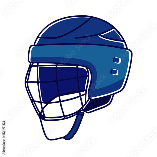 A blue ice hockey helmet with a full cage. Useful for websites or blogs about ice hockey, sports safety, equipment, or winter games.