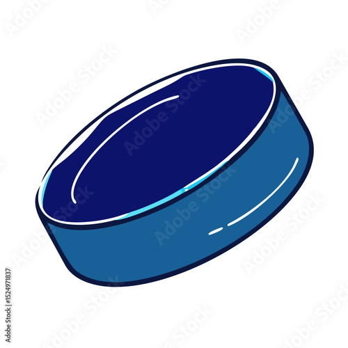 A single blue hockey puck, ready for play. Useful for websites or blogs about ice hockey, sports equipment, games, or winter activities.