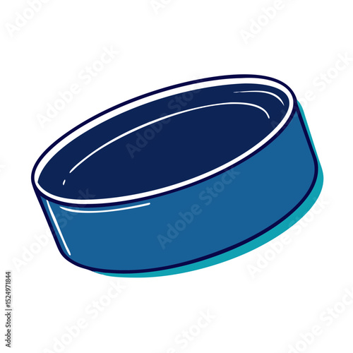 A single blue hockey puck, ready for play. Useful for websites or blogs about ice hockey, sports equipment, games, or winter activities.