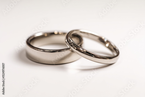 Wallpaper Mural Two simple wedding rings on white surface, symbol of love Torontodigital.ca