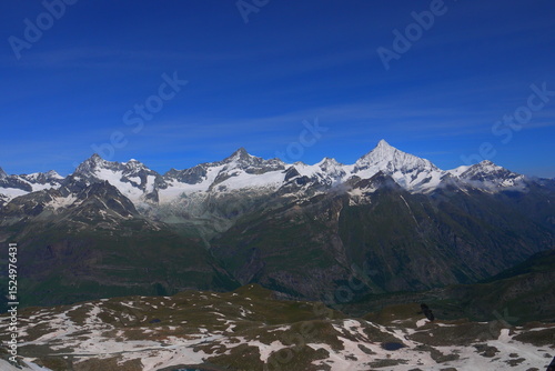 mountain landscape with snow-capped peaks, Switzerland