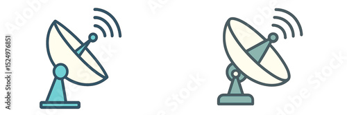 Multiple satellite dishes receiving signals in a communication setup during daylight hours