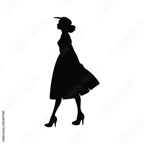 Silhouette of Woman wearing high heels isolated on white