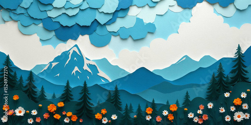 Pastel Paper Cutout Landscape Collage