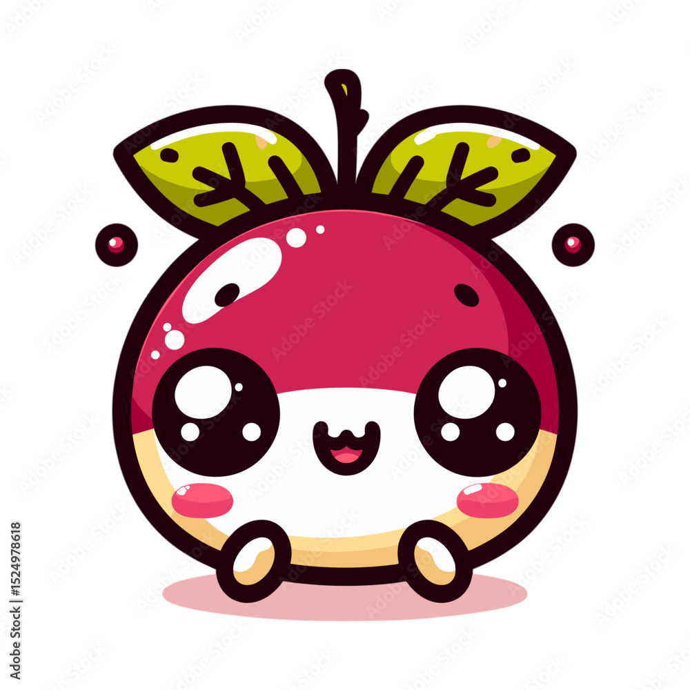 Obraz premium Cute cartoon juneberry character with big eyes and smiling face 