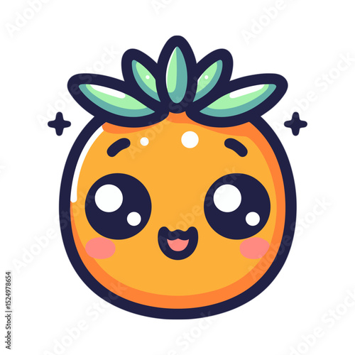 Cute cartoon sea buckthorn fruit character with a smiling face  