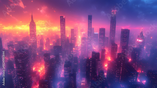 Wallpaper Mural Abstract urban skyline at night with city lights and stars Torontodigital.ca