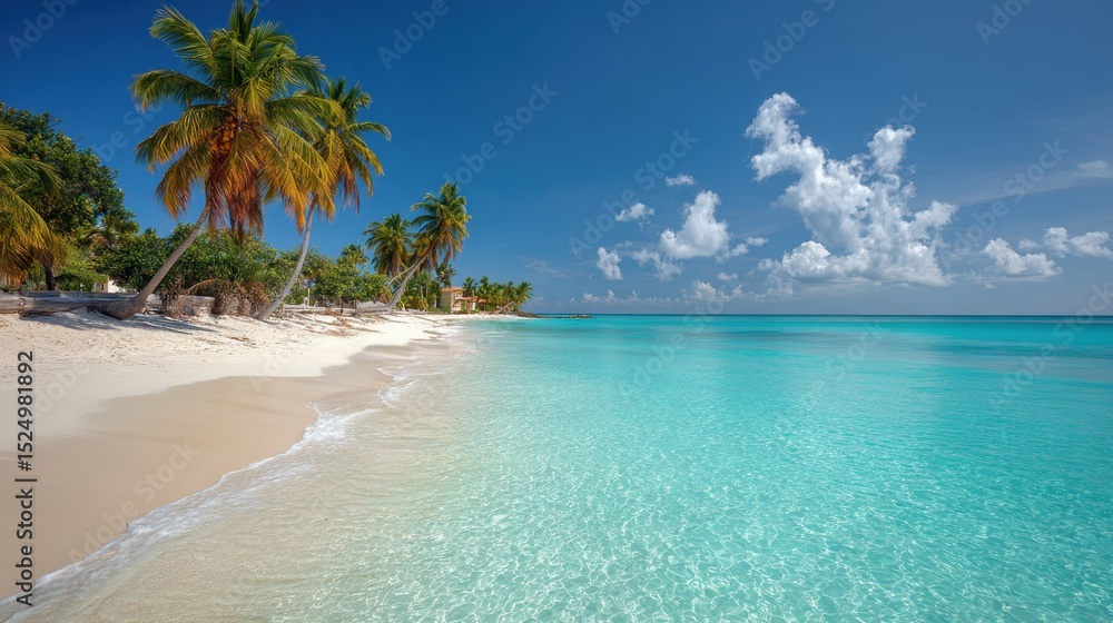 Naklejka premium Relaxing Tropical Beach in the Paradise with Blue Sky