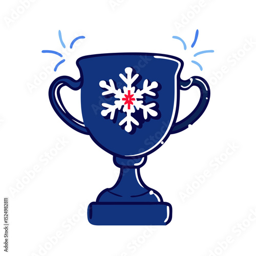 sparkling blue trophy with a snowflake, symbolizing victory in a winter competition. Ideal for blogs and websites about sports, awards, and seasonal achievements.